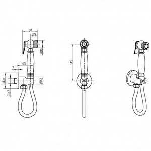Гигиенический душ (лейка с кнопкой+шланг+держатель), бронза Boheme Medici 404