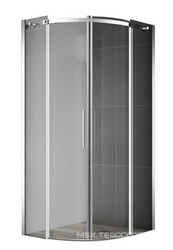 Душевое ограждение 800x800х1950мм, 2 раздвижных двери, 2 неподвижных секции, (стекло прозрачн.8мм, фурн.цв.хром), Acqua ZZ