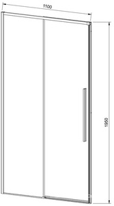 Дверь для душа, в нишу 1100хh1950мм, раздвиж, 1 дверь, 1 неподв.секция, правая/левая, (стекло прозрачн. 6мм Easy Clean, фурн.цв.черный мат),  ZZ Vincea Slim-N VDS-4SN110CLB