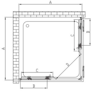 Душевой уголок 900x900хh1950мм, квадратн., раздвижные двери, (стекло прозрачное 6мм Easy Clean, фурн.цв.вороненая сталь),  ZZ Vincea Soft VSS-3SO900CLGM
