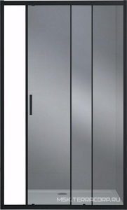 Дверь для душа, в нишу 1200хh1900мм, раздвижная, 1 дверь, 1 неподв.секция, правая/левая, (стекло прозрачное 6мм, фурн.цв.черный матовый),  ZZ Vincea Alpha VDS-3AL120CLB