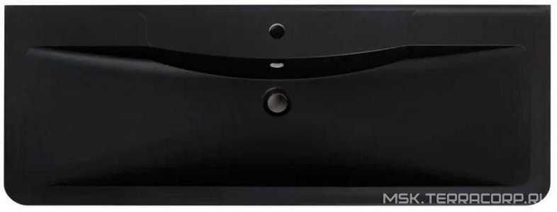 Раковина 1200x455мм, с 1 отв.д/смесит., с переливом, (литьевой мрамор, цв.черный матовый), BelBagno ZZ BelBagno Универсал BB1200/455-LV-ART-ALR-NERO