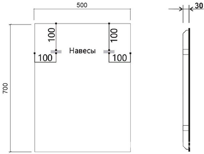 Зеркало 500x700х30мм, с встроенным по периметру светильником, сенсорным выключателем и диммером, (окантовка цв.черный), Vincea ZZ Vincea Универсал VLM-3VN500B