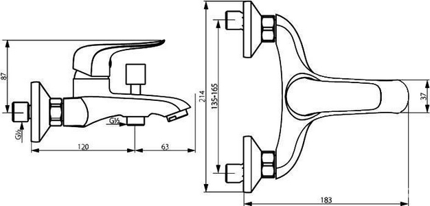 Смеситель для ванны/душа , излив 185 мм, цв.бронза KL RedBlu Palace Evo 391000000