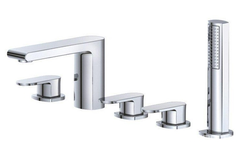 Смеситель для ванны, встраиваемый в борт на 5 отв., лейка, шланг в компл., (цв.хром), Terra ZZ BelBagno terra TER-VI5-CRM