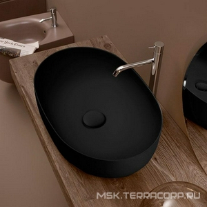 Раковина накладная на столешницу, овальная 60х40см, без отв.д/смесит., без перелива, (цв.черный матовый),  ZZ Kerasan Nolita 534331