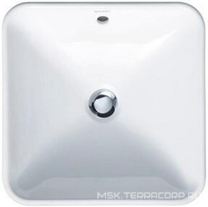 Раковина 420x420мм, без отв. д/смес., с переливом, установка на столешницу (крепл в компл.),  ZZ Duravit ME by Starck 033342 00 00