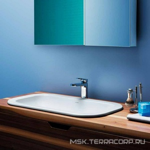 Раковина встраиваемая в столешницу сверху, без отв. для смесителя, без перелива, 69х38хh14см, (цв. белый),  Azzurra Glaze GLZ 69X38/IN