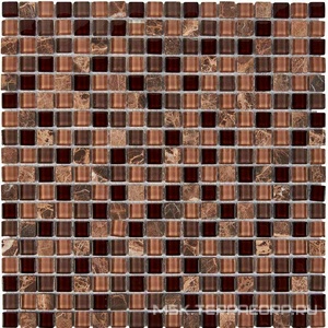 Мозаика 738 из мрамора и стекла (чип 15x15) 30х30 Мастера Керамики Glass 738