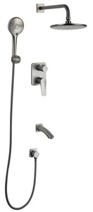 Душевой комплект (смеситель с внут. частью, верхний душ d226 мм, излив, ручная лейка, настенный держатель), цв.графит Lemark Bronx LM3722GM
