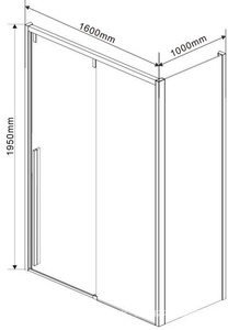 Душевой уголок 1600х1000хh1950мм, прямоуг., правый/левый, (стекло прозрачное 8мм Easy Clean, фурн.цв.хром),  ZZ Vincea Lugano VSR-1L1016CL-1