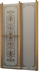 Дверь в нишу 1200хh1950мм, распашная во внутрь и наружу, с неподв.сегм., вход 521мм, правая/левая, (профиль цв. бронза, стекло 6мм мат.с прозр.рис ZZ Romance Collection Bristol BL.S2.120.REV.FGTP BR КЛАССИКА