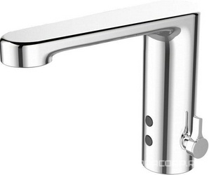 Смеситель для раковины электронный, без д/к, работа фотоэлемента от сети 220V и от 4-х пальчиковых батареек, (цв.хром), BB-ELVM-CRM ZZ