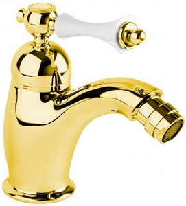 Смеситель для биде, с д/к, (цв.золото, ручка цв.белый),  ZZ Cezares Margot MARGOT-BSM1-03/24-Bi