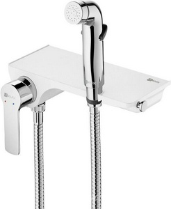 Гигиенический душ, с внешним смесителем, полочка, цв. хром/белый Lemark Solo LM7168CW