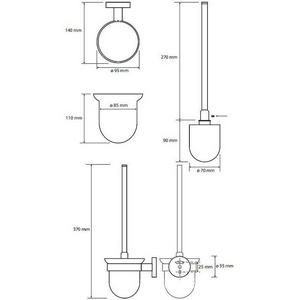Ерш настенный, (цв.антрацит матовый/стекло мат.),  ZZ Bemeta Graphit 156113017