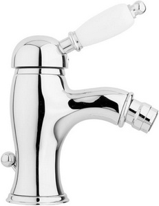 Смеситель для биде, с д/к, (цв.хром, ручка цв.белый),  ZZ Cezares Elite ELITE-BSM1-01-Bi