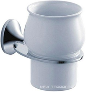 Стакан настенный, хром/керамика  ZZ Iddis Leaf LEASBC1I45