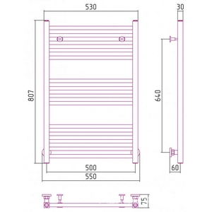 Полотенцесушитель "" 500*800 мм, подключ. 3/4, комплектующие в комплекте, хром ZZ Сунержа Модус 00-0250-8050