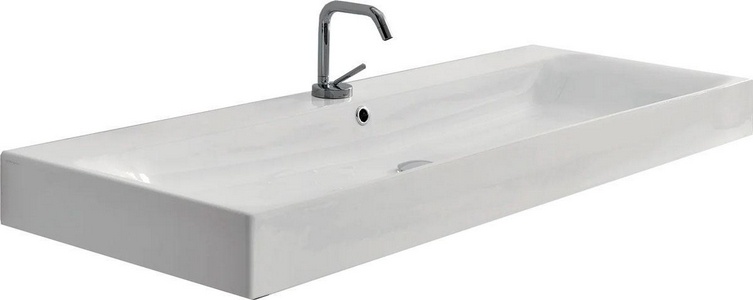 Раковина 120х45хh10см, подвесная / накладная, с 1 отв.д/смес., с переливом, без крепл.,  ZZ Kerasan Cento 353401*1