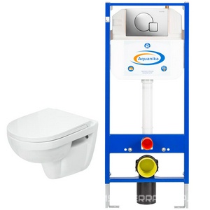 АКЦИЯ  СЕТ: Инсталляция + клавиша хром + подвесной унитаз Best Luxe с микролифтом ZZ Sanita Luxe Универсал 10.702.450.02.10 + BSTSLWH0104