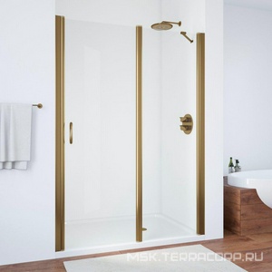 Дверь в нишу , 120x190 см, правая, распашная с неподвижным элементом, профиль бронза, стекло прозрачное ZZ Vegas Glass EP-F-1 EP-F-1 0120 05 01 прав.