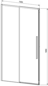 Дверь для душа, в нишу 1300хh1950мм, раздвиж, 1 дверь, 1 неподв.секция, правая/левая, (стекло тониров.6мм Easy Clean, фурн.цв.черный матов),  ZZ Vincea Slim-N VDS-4SN130CGB