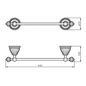 Полотенцедержатель 440мм, (цв.золото / керамика),  ZZ Migliore Olivia 17531
