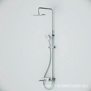 Душевая стойка со смесителем для ванны/душа, верхний душ 250мм, душ лейка, душ.шланг, хром AMPM Like F0780700