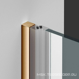 Дверь для душа в нишу, 900хh1950мм, распашная, правая/левая, (стекло 6мм, прозрачное, фурн.цв.браш.золото),  ZZ Vincea Alpha VDP-3AL900CLG