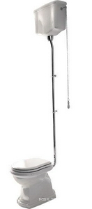 Чаша унитаза для "Среднего" и "Высокого" бачка, ВЫПУСК В ПОЛ, (без сиденья и крепл. к полу арт.7603 хх),  ZZ Kerasan Retro 101001