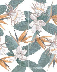 Декор Azori Calacatta Ivori Панно Strelitzia (2 шт) 40.2x50.5 00-00000702