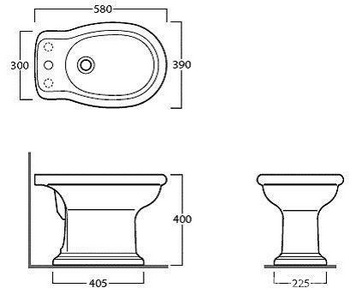 Биде напольное 390х580хh400мм, с 1 отв.д/смесит., (крепится к полу на cиликон),  Simas Lante LA04