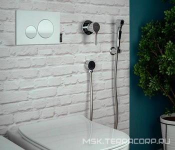 Гигиенический душ комплект (лейка с кнопкой+шланг+держатель, внутренняя часть), хром Jacob Delafon Elate E24610-CP