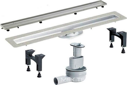 Душевой лоток Advantix Basic Set (нерж.сталь) 800 мм в комп. с сифоном  0.5 л/сек, ножками, дизайн решеткой под плитку ER13 мод. 4983.20 ZZ Viega Advantix Vario 753214