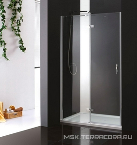 Дверь в нишу 1000(980-1008)хh1950мм, вход 550мм, с неподв.сегментом, "Левая" петли слева, (стекло прозр. 6мм, фурн/хром),  ZZ Cezares Bergamo BERGAMO-B-12-100-C-Cr-L