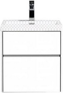 База под раковину подвесная с двумя выкатными ящиками, 492х394хh535мм, без раковины, (цв.Bianco Lucido ),  ZZ BelBagno Pietra Mini PIETRA MINI-500-2C-SO-BL