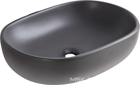 Раковина накладная керамическая, овальная, 600x420xh140мм, без отверстия для смесителя, без перелива, (цв.серый матовый), BelBagno ZZ BelBagno Универсал BB1084-H311