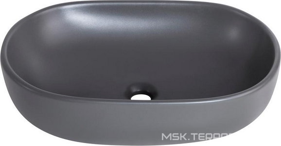Раковина накладная керамическая, овальная, 600x420xh140мм, без отверстия для смесителя, без перелива, (цв.серый матовый), BelBagno ZZ BelBagno Универсал BB1084-H311