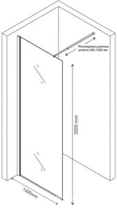 Душевая перегородка Berges Wasserhaus Sky 140xh200, профиль хром, стекло прозрачное KL Berges Универсал 064007
