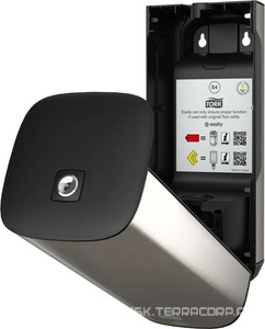 Диспенсер для мыла Tork  S4, объем 1 л., 11.6x13x27.8 см, цв. хром / черный ZZ Tork Image Design 460009 / к.т.293263