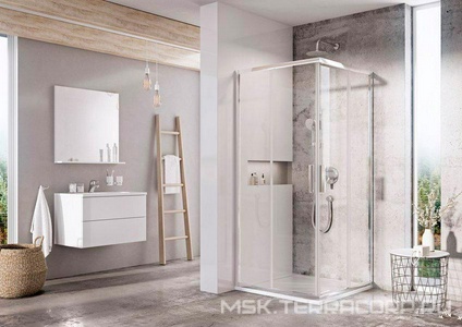 Душевой уголок квадратный Blix Slim BLSRV2-80 блестящий профиль, прозрачное стекло Ravak BLIX SLIM X1LM40C00Z1