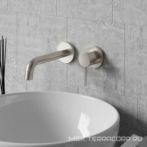 Смеситель для раковины, встраиваемый в стену, излив 199мм, (цв.брашированный никель),  ZZ Paini Cox 78PW208