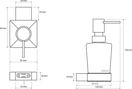 Дозатор для жидкого мыла, настенный, (цв.черный матовый/стело мат.),  ZZ Bemeta Nero 135009040