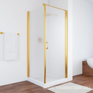 Душевое ограждение , 90x90x1900 мм, правое, профиль золотой., стекло сатин рисунок прозрачный ZZ Vegas Glass EP-Fis EP-fis 90 09 ARTDECOR D1 /правая