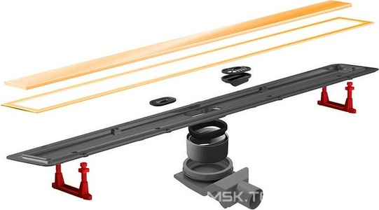 Дренажный канал 650хh71/117мм,готов компл,сифон d50 выход вбок 48л/мин,ножки, 2х сторон.решётка/полая под плитку(цв.золото 24К глянец)Prem Gold LineZZ Pestan Premium Gold Line 13100053