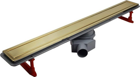 Дренажный канал 650хh71/117мм,готов компл,сифон d50 выход вбок 48л/мин,ножки, 2х сторон.решётка/полая под плитку(цв.золото 24К глянец)Prem Gold LineZZ Pestan Premium Gold Line 13100053