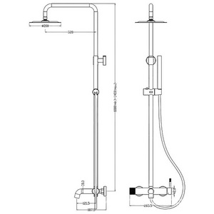 Стойка для душа со смесителем , Uno 468-G верхний душ, цв.золото, ZZ Boheme UNO 468-G