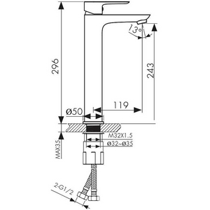 Смеситель для раковины Kaiser Cezar 05111, цв. хром ZZ Kaiser 
Cezar 05111 / к.т.427119