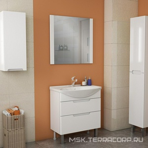 Тумба напольная ""-105, 2 выдвижных ящика, БЕЗ раковины, цв.белый ZZ Dreja Laguna 99.0108